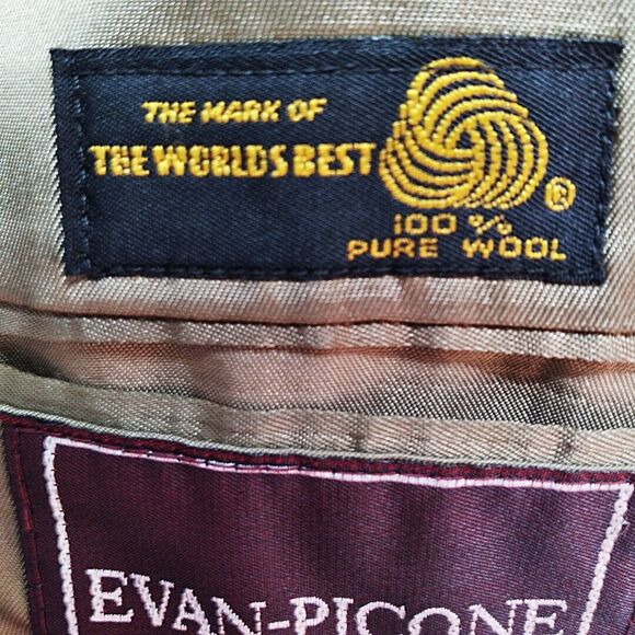 VTG Evan Picone Pure Wool Brown Signature Herringbone Tweed Blazer Sportscoat 40 - Picture 6 of 14